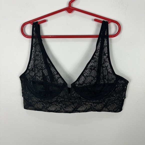 Free People Other - Free People Bralette‎ Womens Small Black Lace Intimately V Wire Mesh Lined NWT